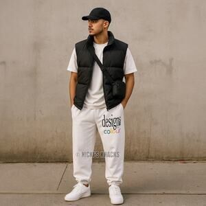Designs Untitled In Colour Joggers M – White Fleece Graphic Streetwear Pants